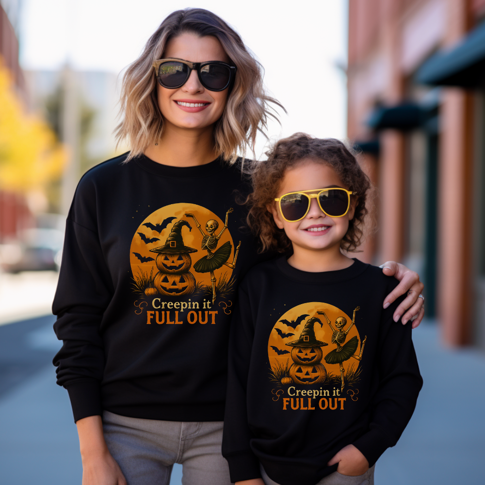 Adult Creepin It Full Out Halloween Crewneck